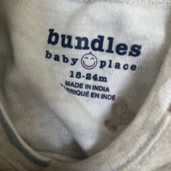 Bundles Baby Place Long Sleeve Animal Print Bodysuit Grey 18–24M - Picture 6 of 7